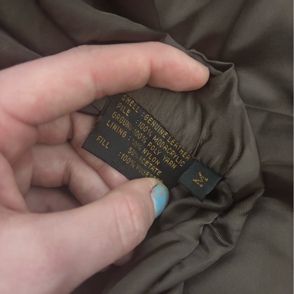 VTG Chocolate Brown Genuine Leather Bomber Jacket with Faux Fur Collar Men’s M - Picture 9 of 16